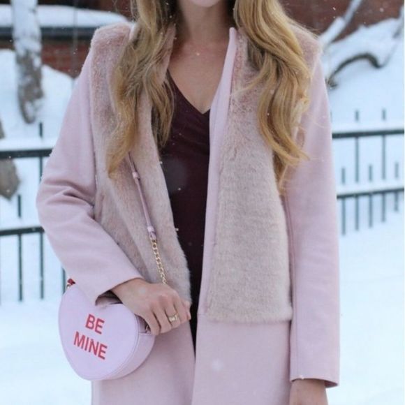 RARE ZARA Pink Wool Combination Faux FurJacket XS - Picture 9 of 13